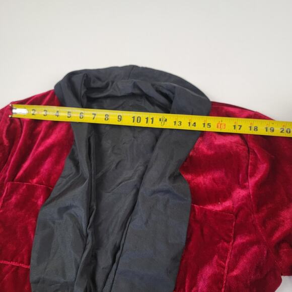 PLAYBOY vintage 90s red Crimson Velvet Jacket with Black Accents long version - Picture 8 of 10